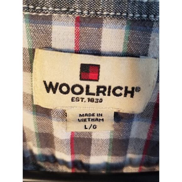 Woolrich Shirt Mens Large Gray Short Sleeve Button Up Flap Pocket 90s Skuc106 - Picture 2 of 5